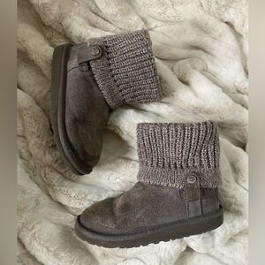 UGG Classic Gray Knit Toddler/Kids Winter Boots Size 12